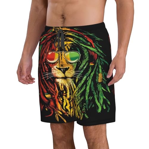Jamaican Rasta Lion Flag Men's Quick Dry Swim Trunks Beach Board Shorts Swimming Swimwear2