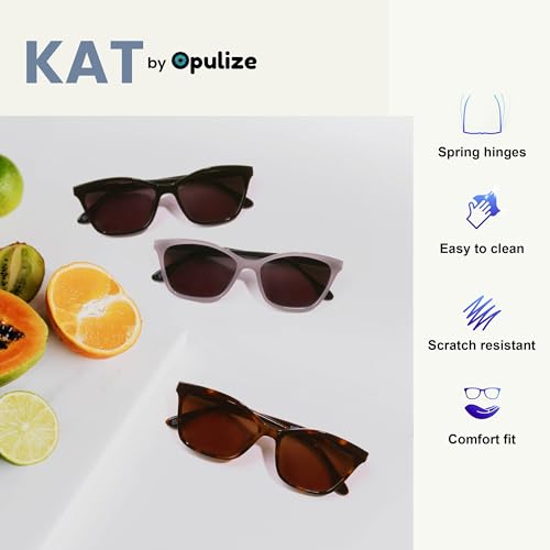 OPULIZE KAT Sunglasses for Women Men, Cat-Eye Frame with Spring Hinges and Tinted UV400 Protection Lens, Brown Tortoiseshell (Pack of 1)4