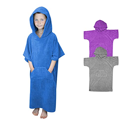 Vivezen ® Serviette Poncho de Bain ou de Plage avec Poche - Enfant - Trois Coloris