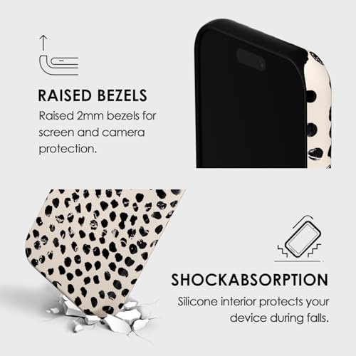 Coque de luxe girly iPhone 15 pois beiges finition rigide premium - 7