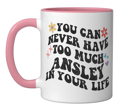 Taza de cerámica con diseño retro Groovy 11 onzas rosa/blanco miniatura 1