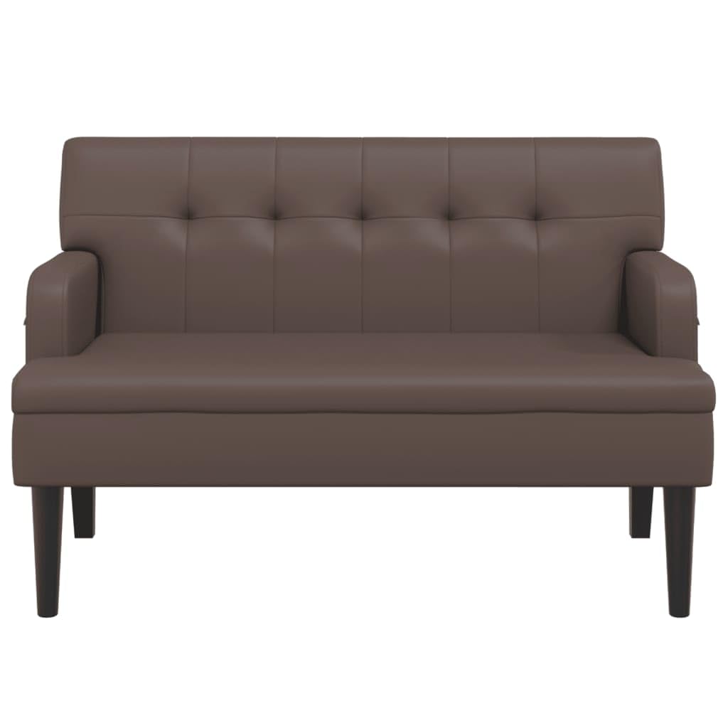 Festnight Sitzbank mit Rückenlehne Sofabank mit Armlehne 2 Sitzer Sofa Polsterbank Loungesofa Küchensofa Kunstleder Flurbank Esszimmerbank Essbank Ledersofa Küchenbank Bank Küche Braun