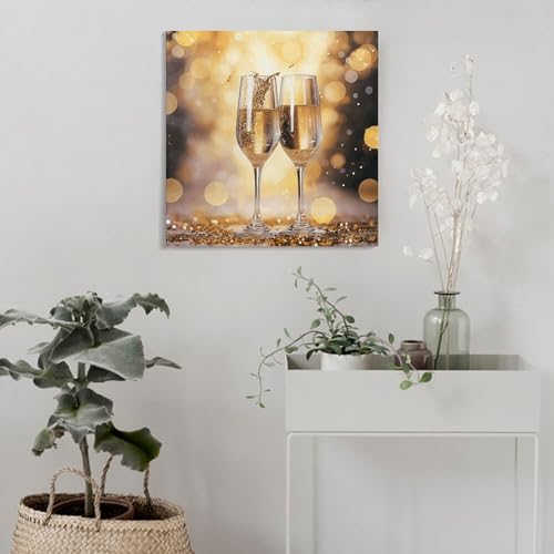 Toile murale abstraite 2 verres de champagne 40x40 cm