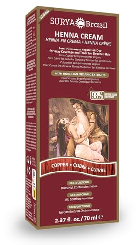 Surya Brasil Henna Cream Hair Color Treatment, Copper, 2.37 oz / 70 ml