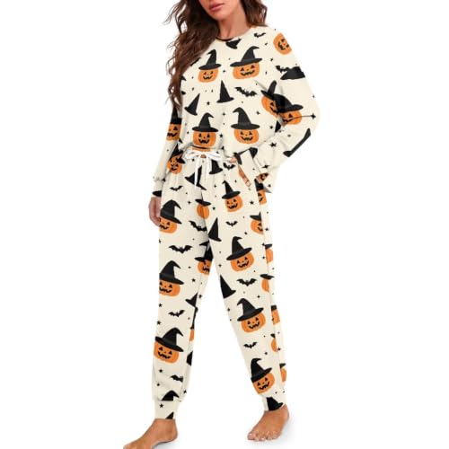 Image of Women's Pajamas Set Soft 2 Piece Loungewear Long Sleeve Pj Set Matching Sleepwear with Pockets for Women Plus Size