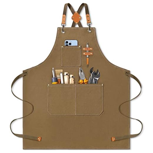 NLUS Chef Apron for Men, Heavy Duty Cotton Canvas Apron Cross Back Apron with Adjustable Straps and Large Pockets for Men Women