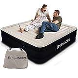 Englander Cal King Size Air Mattress w/ Built in Pump - Luxury Double High Inflatable Bed for Home, Travel & Camping - Premium Blow Up Bed for Kids & Adults - Black