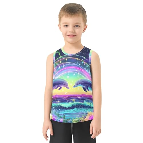 Boys' Tank Top Shirt Glowing Neon Dolphin Sleeveless T-Shirts2