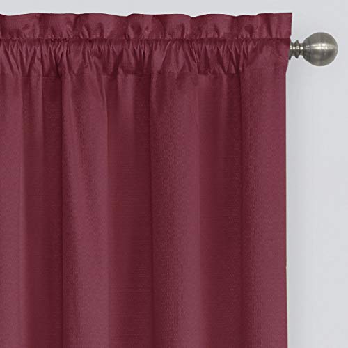 Eclipse Canova Modern Blackout Valance Rod Pocket Window Curtain For Kitchen Or Bathroom, 42" X 21", Burgundy #TOP1