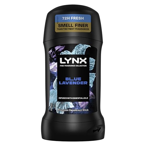 Lynx Fine Fragrance Collection Blue Lavender Premium Deodorant Stick Mens Deodorant with a lavender mint & amber fragrance for 72 hour odour protection 50 ml