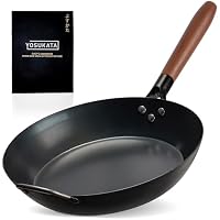 YOSUKATA Coating-Free Carbon Steel Pan - Durable 30 cm Frying Pan - Pans for Cooking Healthy and Delicious Meals - Carbon Steel Pan with Removable Heat-Resistant Wooden Handle