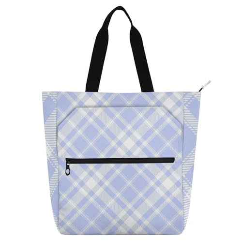 Bolsa de libros azul con ajedrez minimalista para escuela y compras