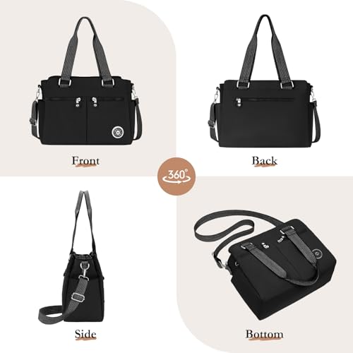 VOBUKE Umhängetasche Damen Groß Tasche Nylon Handtasche Gross mit Vielen Fächern Crossbody Bags Casual Leichte Tote Bag Mittelgroß mit Verstellbar Breitem Schultergurt für Uni, Schule, Shopper