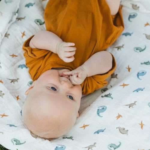 Image of Little Unicorn Muslin Swaddle Blanket for Newborns & Infants | Soft & Breathable Fabric | Baby Blanket for Swaddling, Nursing, Shower Gifts (Little Dino)