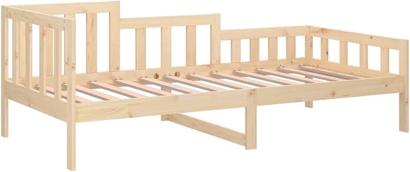 Wooden Slatted Base Day Bed without Mattress 90x190 cm Single Solid Pine Sofa Bed with Storage