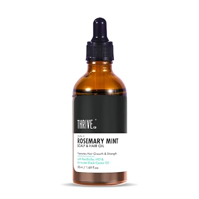 ThriveCo Rosemary Mint Hair Oil | For Hair Growth, Hair fall and Dandruff Control | Smoothens Dry Scalp & Split Ends | S
