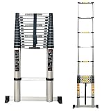 Ladders,Telescoping Ladder Folding Aluminum with Support Bar - Portable Extendable Step Ladders, Hou