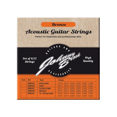 Johnny Brook Set Of 12 Bronze Acoustic Guitar Strings For 12 String Guitars (Light Gauge)
