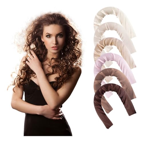 Kit de 6 peças de bobes de cabelo sem calor revestidos em cetim (coloridos)