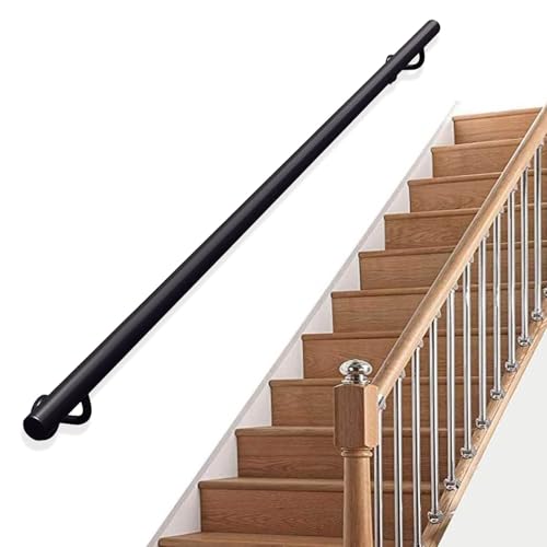 Barre d'appui extérieure en métal noir pour escalier de maison