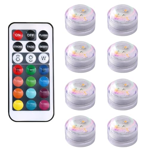 Lazy Fun Led Light Ninnyi 9 PCS Small Waterproof Underwater Mini Led Water Feature Light ...