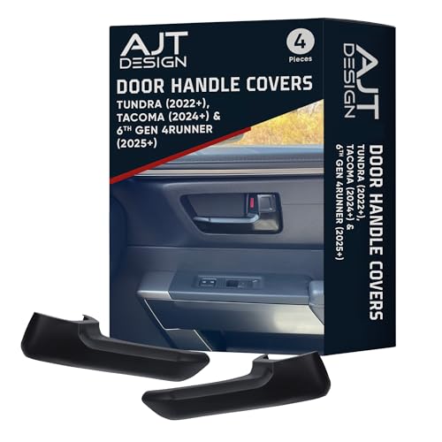 Image of AJT DESIGN Door Handle Covers Compatible with Toyota Tundra (2022+), Tacoma (2024+) & 4Runner (2025+) | Interior Accessories | High Strength ABS Plastic | Made in USA | 4 Piece Set - Black