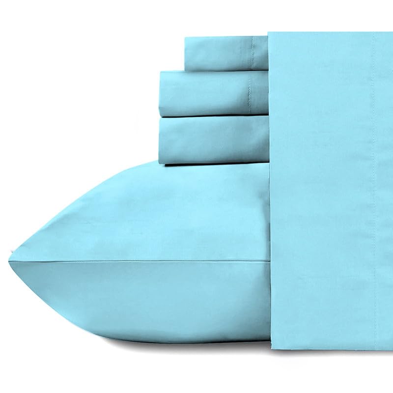 Image of Naksh Bedsheet for Double Bed King Size Plain 210 TC with 2 Pillow Covers | 100% Pure Cotton | 210 Thread Count | Soft, Breathable Fabric Built for Daily Use | Bed Sheet Double Bed | Aqua Blue |