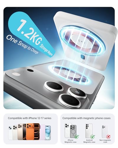Image of iWALK Magnetic Wireless Power Bank 10000mAh, Slim Portable Charger with 20W PD Cable Fast Charging, Metal Kickstand, LED Display, MagSafe Compatible Battery Pack for iPhone 17 /16 /15 /14 /13 /12 Series
