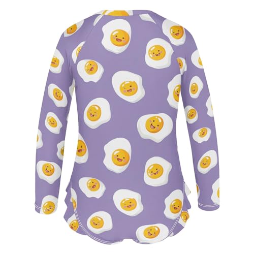 Kawaii Fried Eggs Girls Long Sleeve Swimsuit UPF 50+ Rashguard Swimwear One Piece Bathing Suit for 3-12 212190932