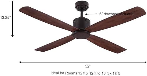 Miniatura 4 de Kitteridge - Ventilador de techo de madera mediano de 52 pulgadas