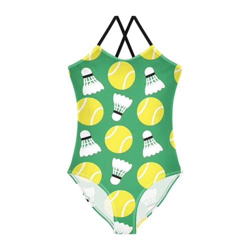 Badminton Baseball Girls One Piece Swimsuits Summer Quick Dry Beach Bathing Suit, 4T