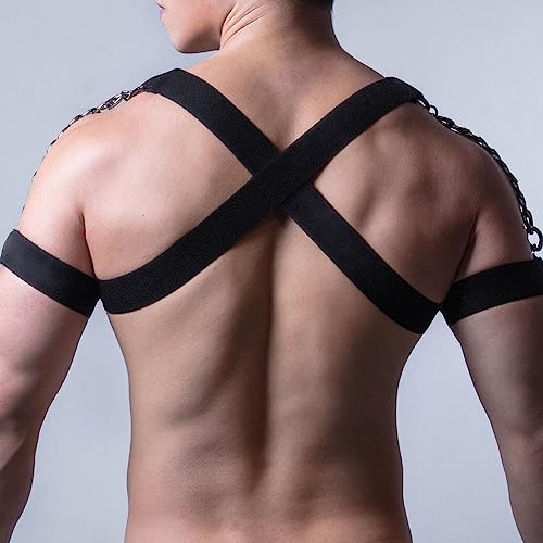 Men's Body Chest Harness Elastic Belt with chain Adjustable Shoulder Belt Body Chest Harness Bondage Strap for Men Gay Party Club Cosplay Costume Bar Nightclub Masquerade Clubwear2