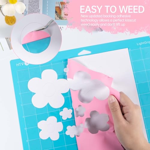 Image of HTVRONT Puff Vinyl Heat Transfer -10 inch x 6ft Light Pink 3D Puff Heat Transfer Vinyl Foaming Colorful Puffy Iron on Vinyl for T-Shirt- Pink Puff Htv Vinyl for Compatible with Cricut Cutting Machine