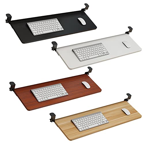 Bandeja para teclado debajo del escritorio con madera resistente y metal, cajón que ahorra espacio para mouse y teclado, extensor de escritorio