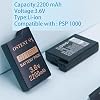 OSTENT Upgraded Version Real 2200mAh 3.6V Lithium Ion Li-ion Polymer Rechargeable Battery Replacement for Sony PSP 1000 PSP-280 Console Video Games
