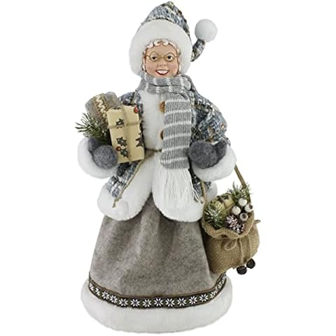 Windy Hill Collection 16" Inch Standing Tweed Woodland Burlap Bag Mrs. Claus Christmas Figurine Figure Decoration 162083 Cover
