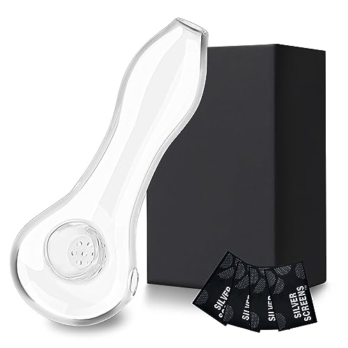 SUNNEKO Glaspfeife, 7 Löcher Glaspfeife, Glaslöffel Elegant Schönes Kompaktes & Leichtes Design, Hitzebeständigkeit - Geschenk für Sammler, Enthusiasten und Väter