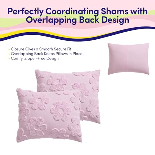 Image of Kids Full Size Bed in a Bag Tufted Comforter & Sheet Set - Complete Bedding Set with Corner Strap Fitted Sheet, Ultra Soft Lightweight All Season Comforter, Girls Bedroom, Dorm, Guest Room