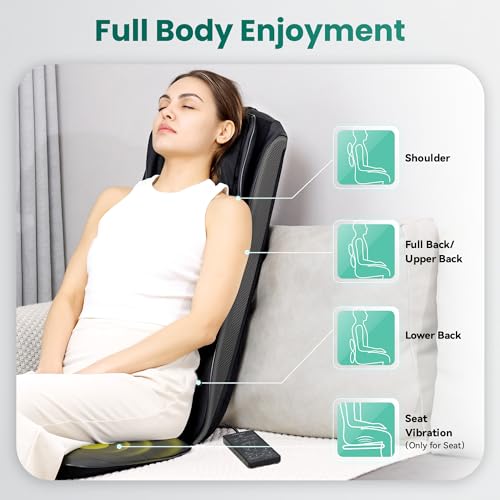 Image of Snailax 2026 Shiatsu Neck Back Massager with Heat -Deep Kneading Massage Chair Pad,Adjustable Intensity,Full Body Massage Seat Cushion for Relaxation