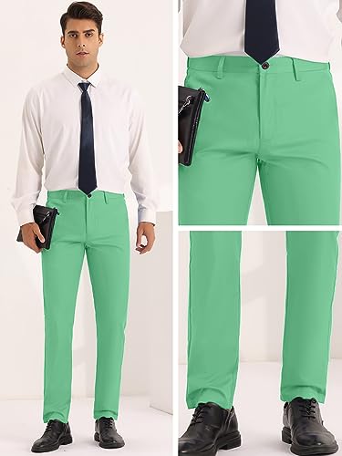 Lars Amadeus Men's Dress Chino Slim Fit Stretch Flat Front Solid Color Business Pants4