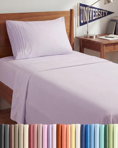 Twin XL Size 3 Piece Sheet Set - Comfy Breathable & Cooling Bed Sheets Set - Hotel Luxury Bedding for Women, Men, Kids, Teens, Boys & Girls - Deep Pockets and Wrinkle Free - Oeko-Tex - Light Lavender