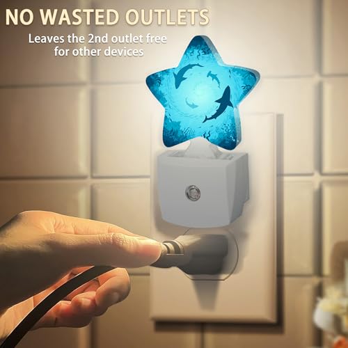 Image of Sharks Vortex Under The Sea Night Lights Plug in Wall Lamp Smart Dusk to Dawn Sensor for Home Decorative,Kids Room Bedroom Bathroom Kitchen Hallway Gifts