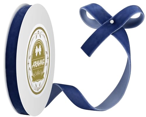 Royal Blue Velvet Ribbon - 5/8 Inch x 10 Yards for Gift Wrapping Crafts Christmas Decor Bow Making Vintage Fabric