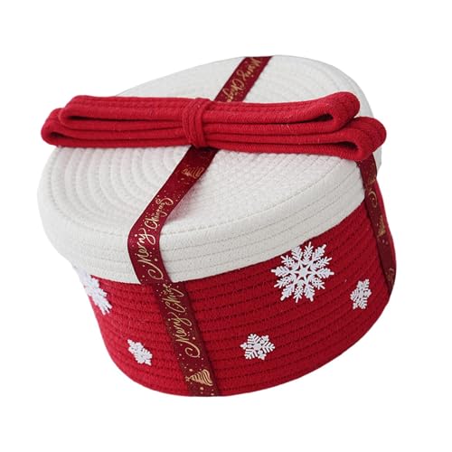Bothyi Christmas Basket Woven Basket Decorative Cute Container Holder Storage Basket Cotton Rope Basket for Bedside Table Home Decor, Red 25x16cm