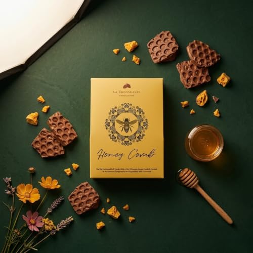 Image of La Chocoallure HoneyComb Crackles | Real Honeycomb in Premium Milk Chocolate | 100g Gift Box | Crunchy Artisan Chocolate | Birthday, Festive & Everyday Gifting