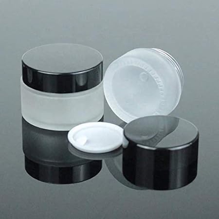 PSVA Frosted Glass Empty Jar with Black Cap and inner lid 50 Gms, for Beauty, Cream, Blends, Skin Care, Hair Care, Travel, Toners, Cosmetic & DIY (Pack of 9) GRF_1003