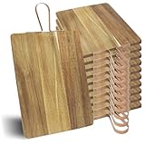 com-four® 10x Schneidebrett aus Akazienholz mit Griff - Holzbrett - Schneidbrett Holz...