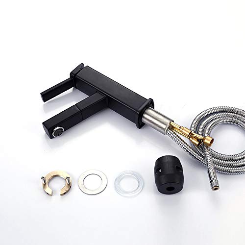Grifo de cobre negro cepillado para baño con sistema monomando extraible 2