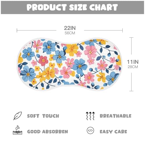 Small Flowers Pattern Muslin Burp Cloths 22x11 Inch - 4-Layer Organic Cotton & TPU Waterproof Lining, Absorbent Baby Bibs for Boys/Girls with Hanging Loop4