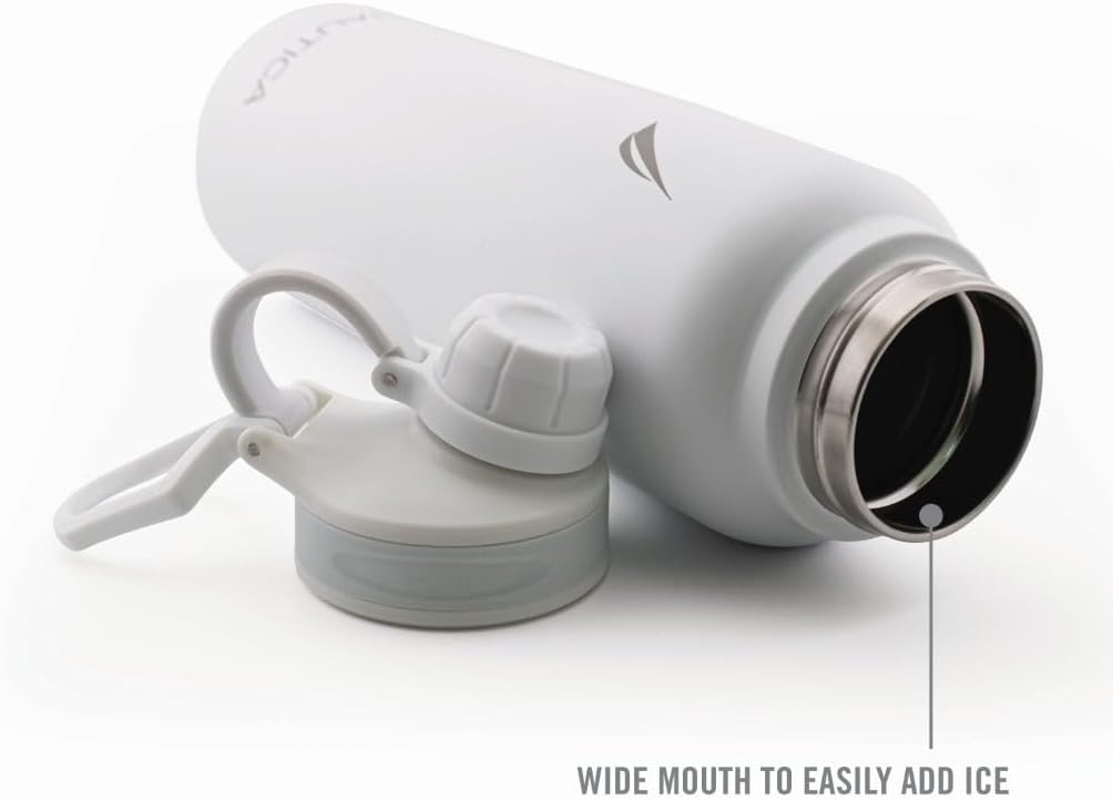 NAUTICA Double Wall Stainless Steel Tumbler With Screw-On Cap, 40 oz Cold And Hot Drink (White) - Image 4